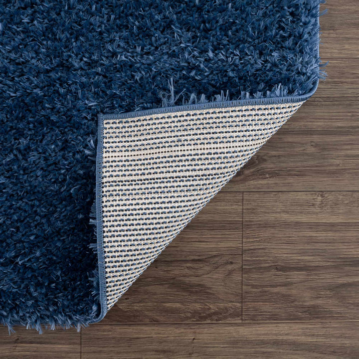 Modern Solid Blue Plush Pile Moroccan Style Washable Area Rug - The Rug Decor