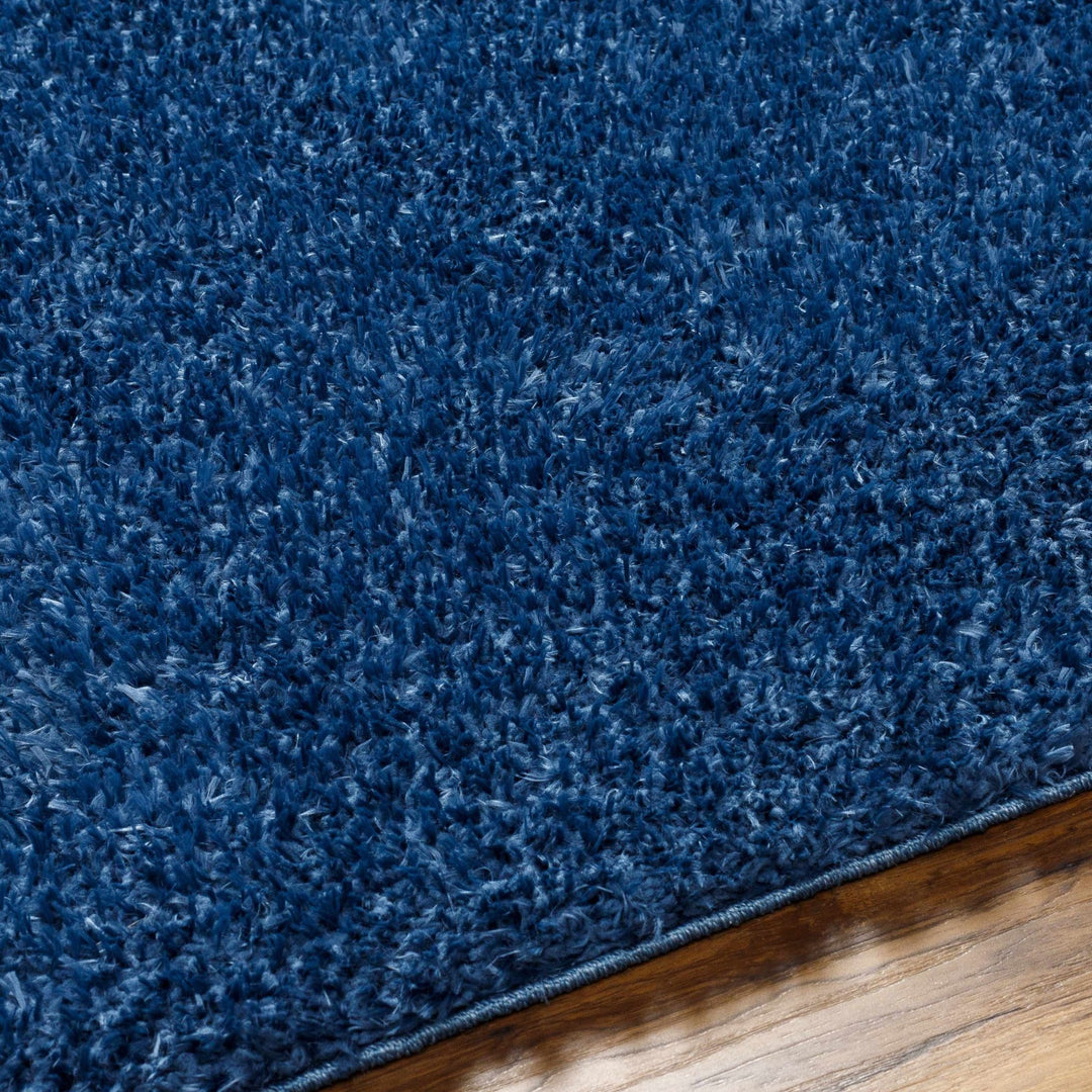 Modern Solid Blue Plush Pile Moroccan Style Washable Area Rug - The Rug Decor