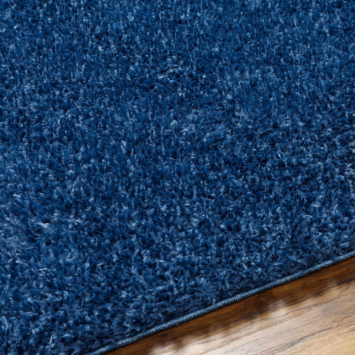 Modern Solid Blue Plush Pile Moroccan Style Washable Area Rug - The Rug Decor