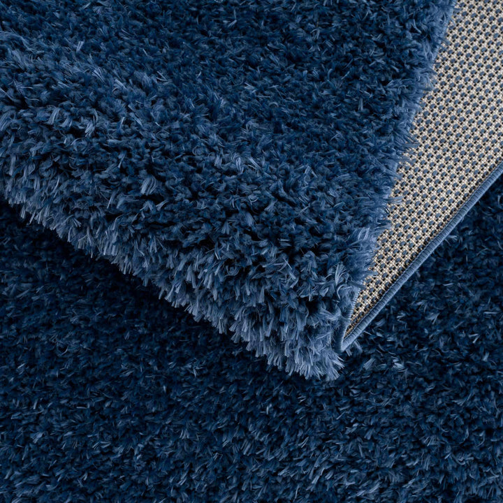 Modern Solid Blue Plush Pile Moroccan Style Washable Area Rug - The Rug Decor