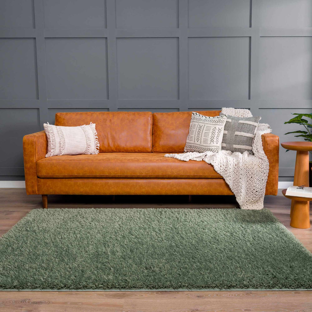 Modern Solid Dark Olive green Woven Plush area rug - The Rug Decor