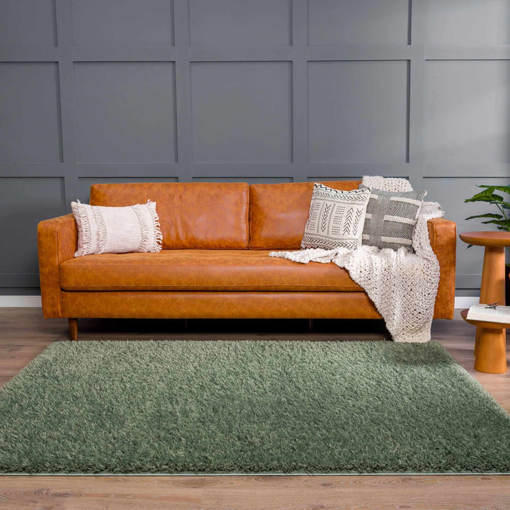 Modern Solid Dark Olive green Woven Plush area rug - The Rug Decor