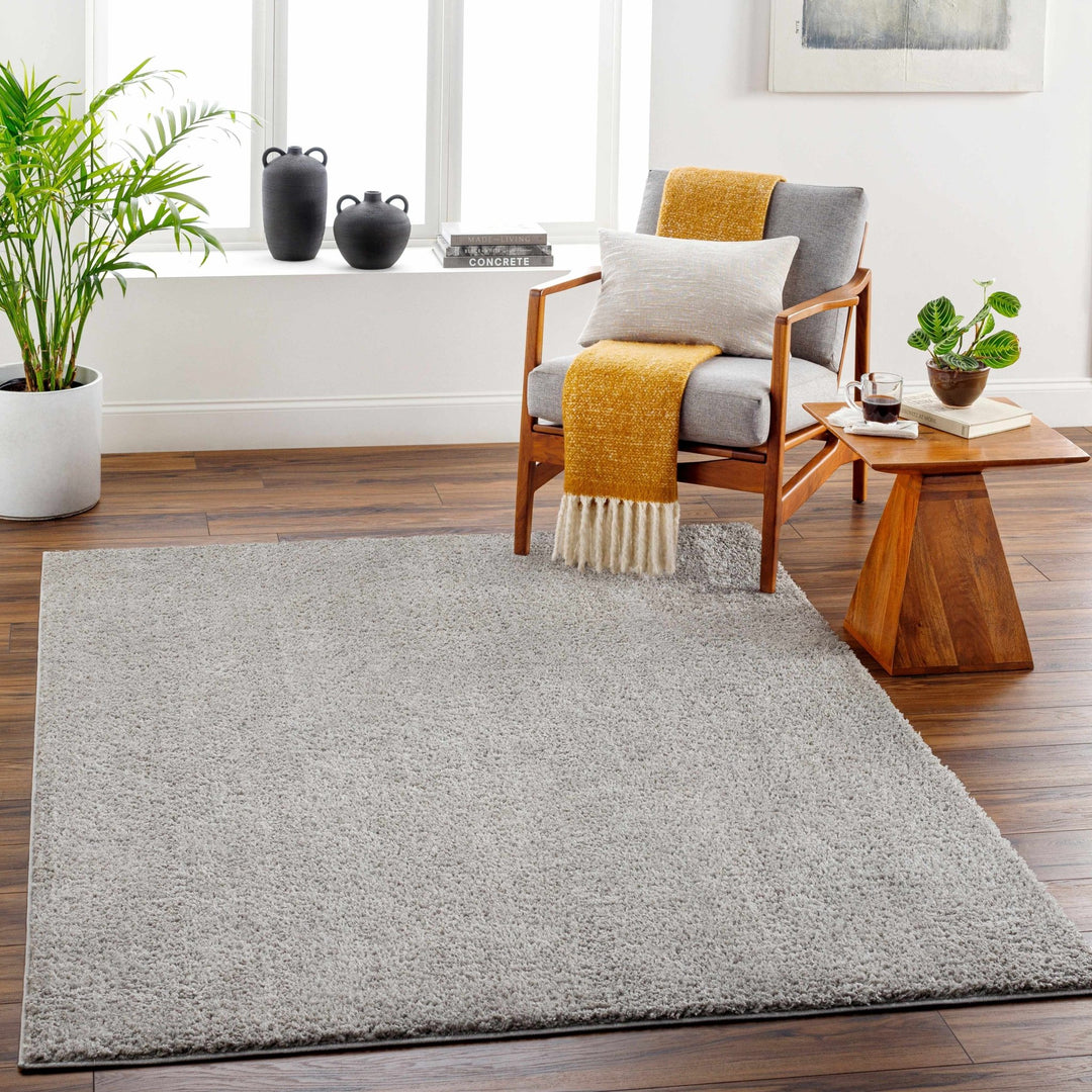 Modern Solid Plane light Gray Plush Pile Moroccan Style Multi size Washable Area Rug - The Rug Decor