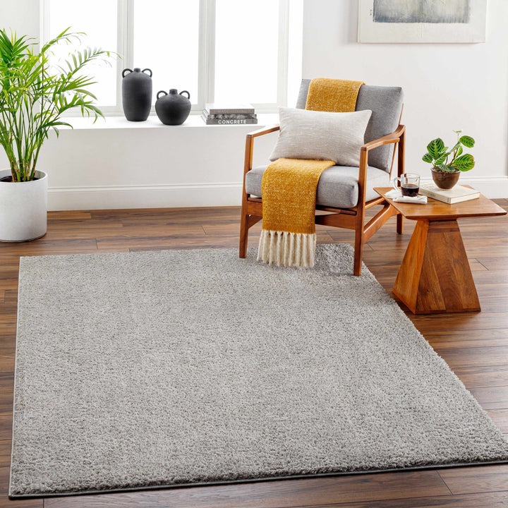 Modern Solid Plane light Gray Plush Pile Moroccan Style Multi size Washable Area Rug - The Rug Decor