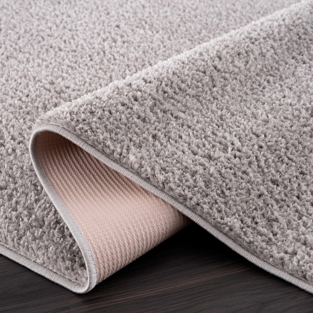 Modern Solid Plane light Gray Plush Pile Moroccan Style Multi size Washable Area Rug - The Rug Decor
