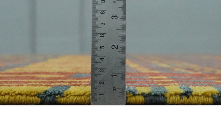 Modern Stripes Design Gold, Charcoal and Brown 5x6.6 Hand loom wool area Rug - The Rug Decor