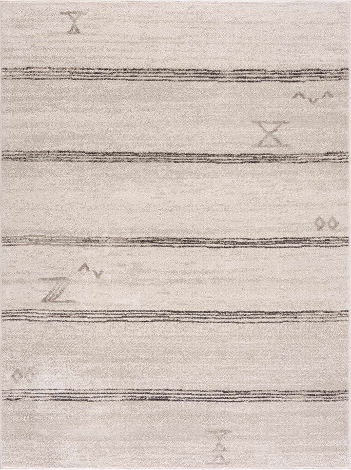 Modern Stripes Design Light Peach and Charcoal Area Rug - The Rug Decor