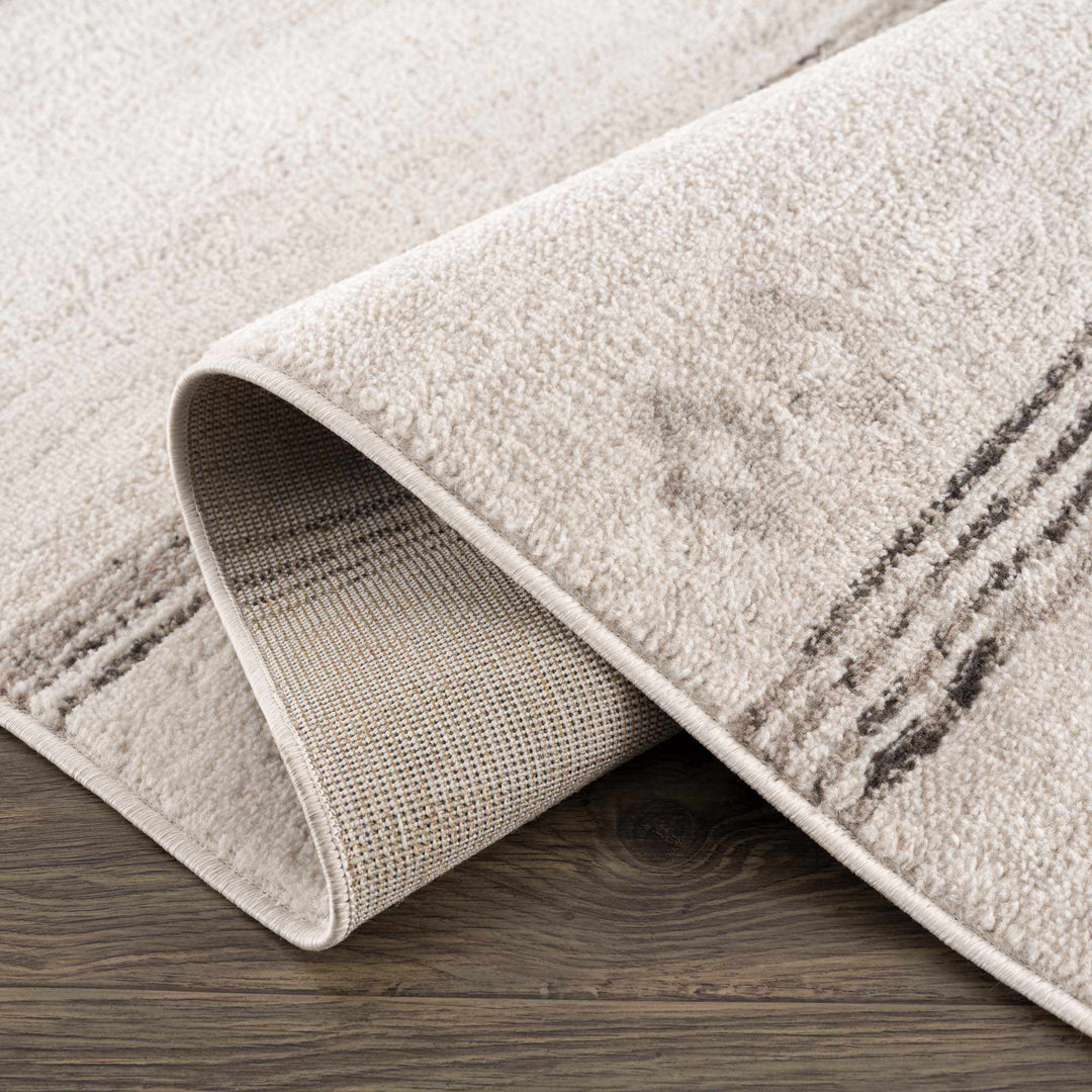 Modern Stripes Design Light Peach and Charcoal Area Rug - The Rug Decor