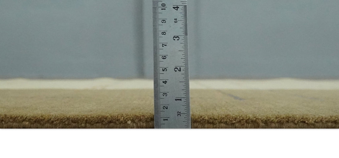 Modern stripes Design Olive and Beige Hand loom 4x6 wool and Art Silk Area Rug - The Rug Decor