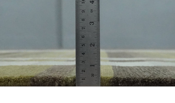 Modern Stripes Design Olive, Charcoal, Ivory and Gray Hand loom 5x7 wool Area Rug - The Rug Decor