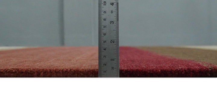 Modern Stripes Ivory, Rust, Maroon and Brown Hand loom 5.6x6.6 Wool Area Rug - The Rug Decor