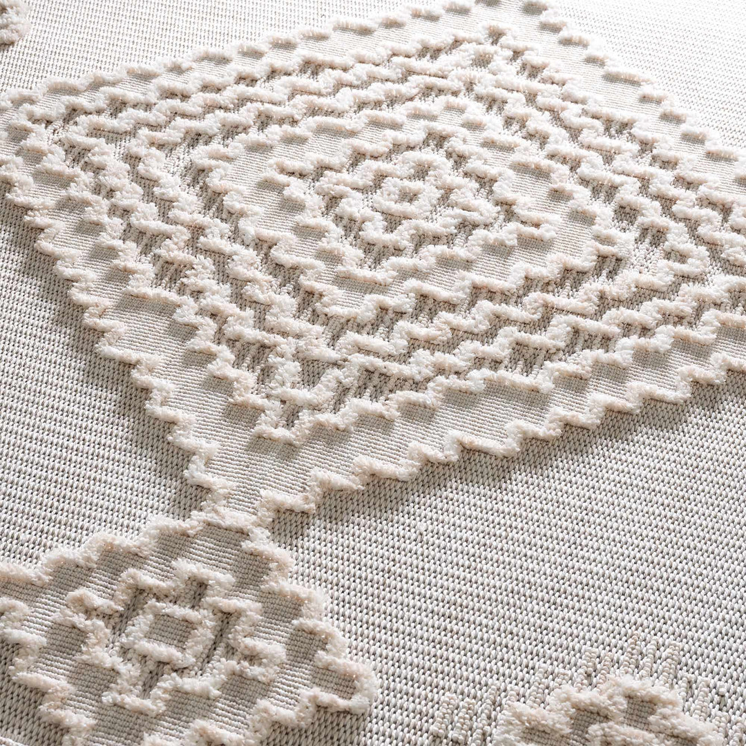 Moroccan Bohemian Chic Style Ivory and Beige High & Low Pile Area Rug - The Rug Decor