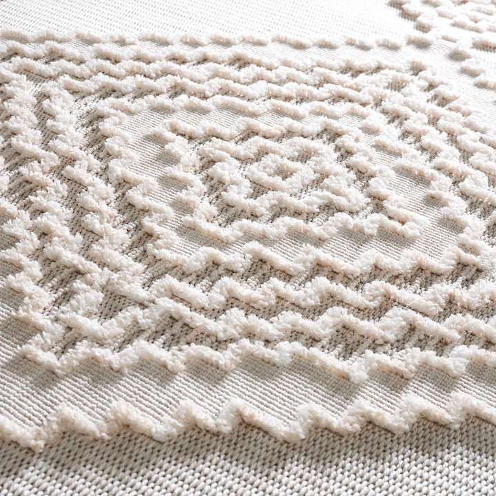 Moroccan Bohemian Chic Style Ivory and Beige High & Low Pile Area Rug - The Rug Decor