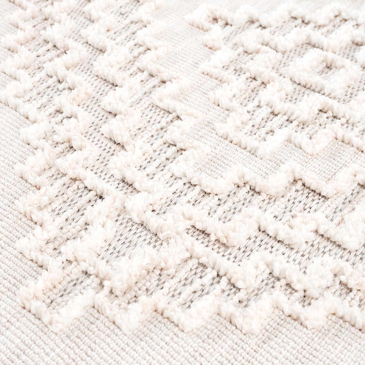 Moroccan Bohemian Chic Style Ivory and Beige High & Low Pile Area Rug - The Rug Decor