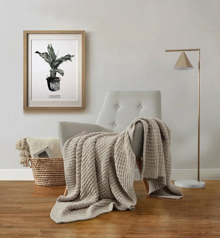 Multi Color Solid Knitted Waffle Lightweight Throw - The Rug Decor