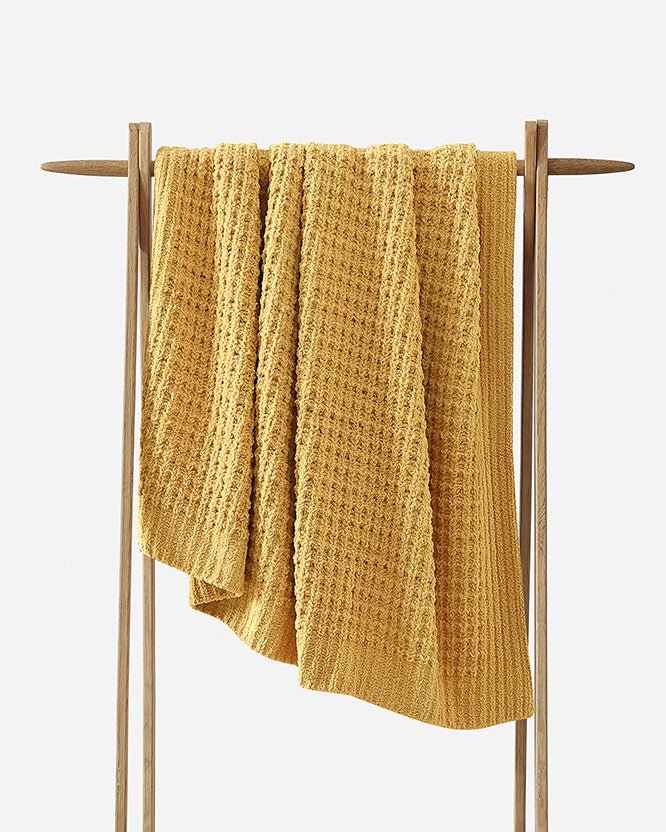 Multi Color Solid Knitted Waffle Lightweight Throw - The Rug Decor