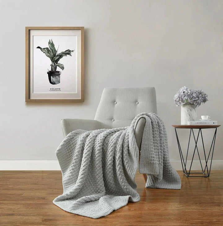 Multi Color Solid Knitted Waffle Lightweight Throw - The Rug Decor
