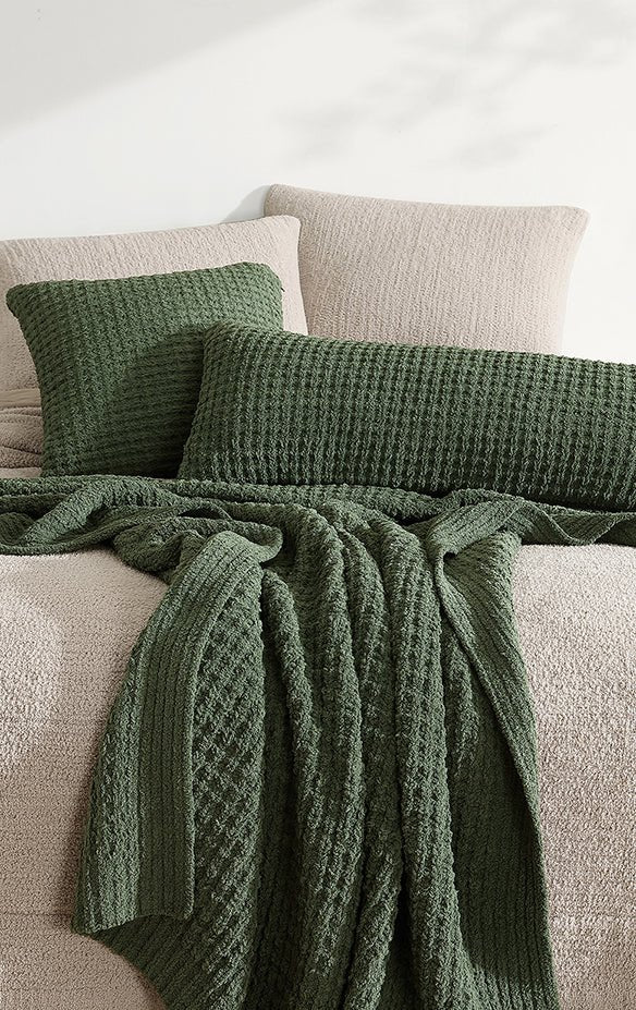 Multi Color Solid Knitted Waffle Lightweight Throw - The Rug Decor