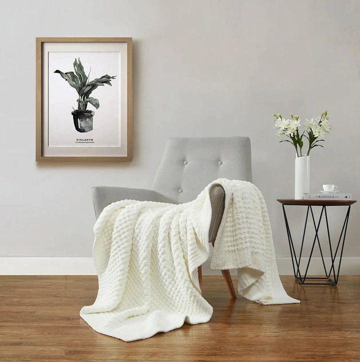 Multi Color Solid Knitted Waffle Lightweight Throw - The Rug Decor