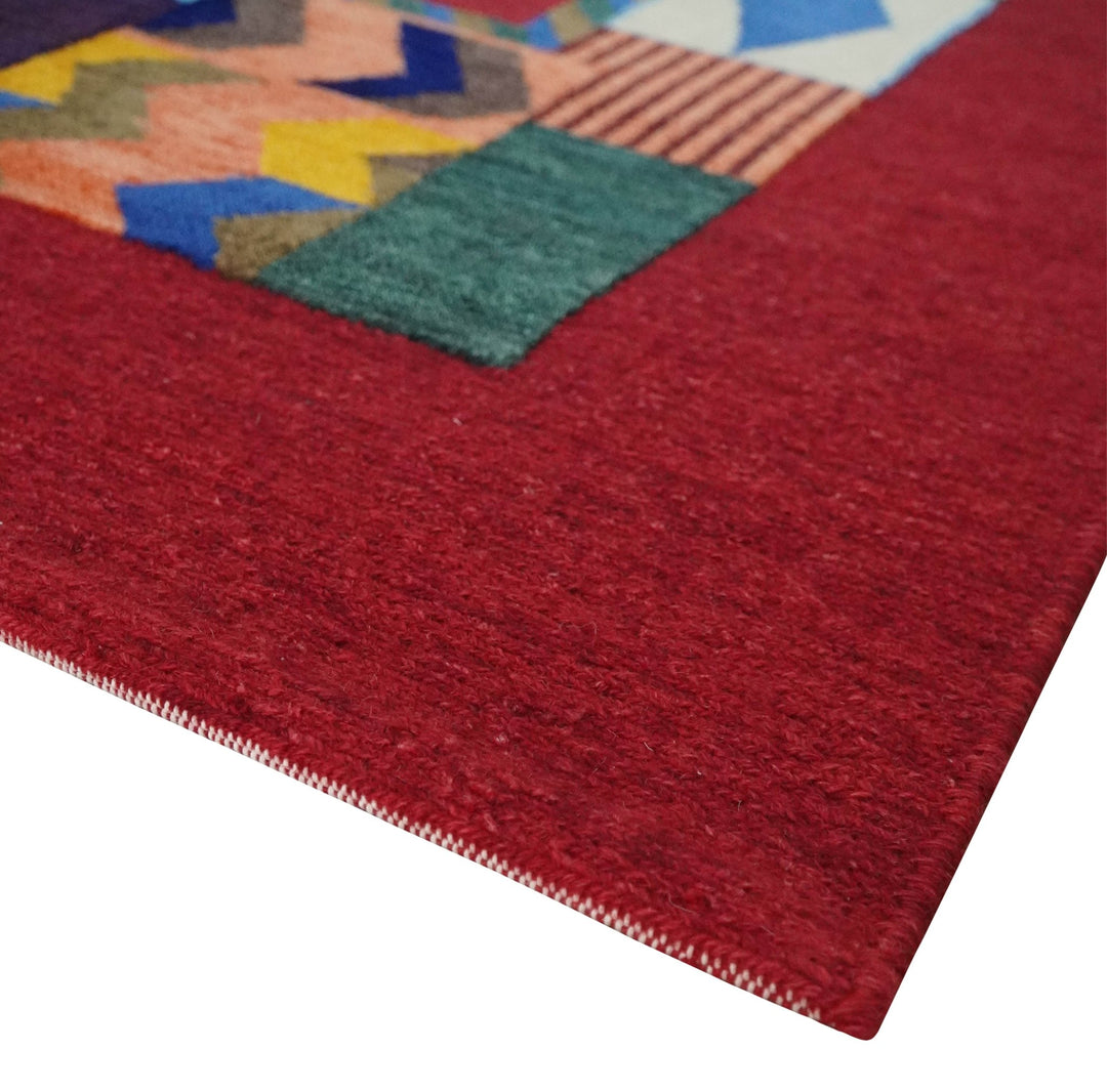 Multicolor Shapes Abstract Wool Hand Woven Southwestern Lori Gabbeh Rug| KNT36 - The Rug Decor