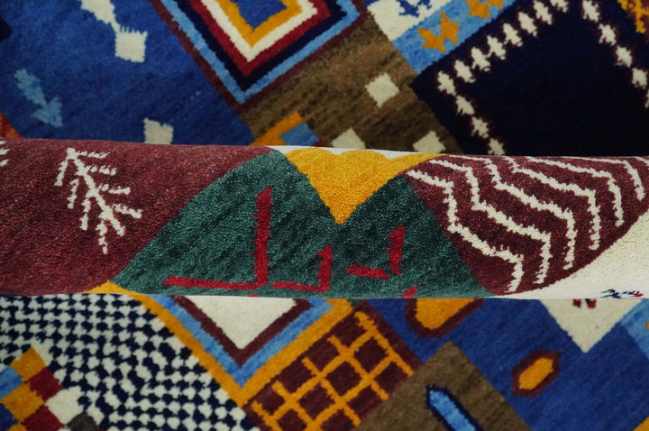 Multicolor Shapes Abstract Wool Hand Woven Southwestern Lori Gabbeh Rug| KNT36 - The Rug Decor