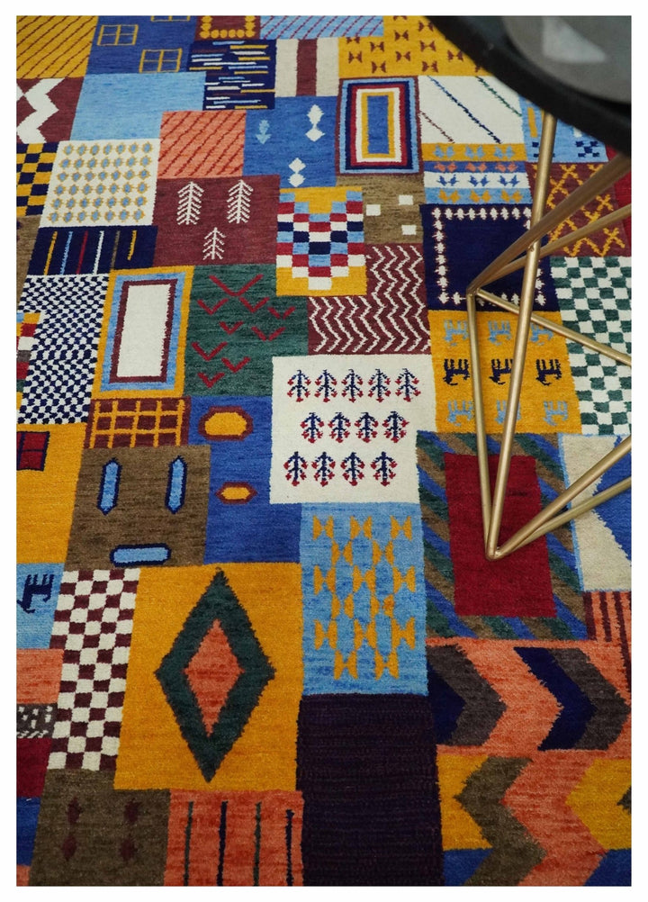 Multicolor Shapes Abstract Wool Hand Woven Southwestern Lori Gabbeh Rug| KNT36 - The Rug Decor