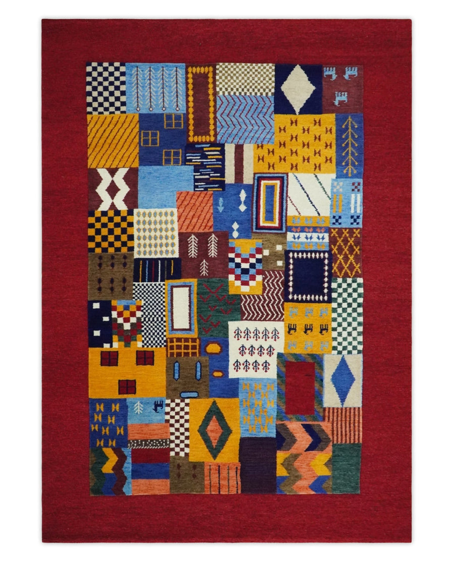 Multicolor Shapes Abstract Wool Hand Woven Southwestern Lori Gabbeh Rug| KNT36 - The Rug Decor