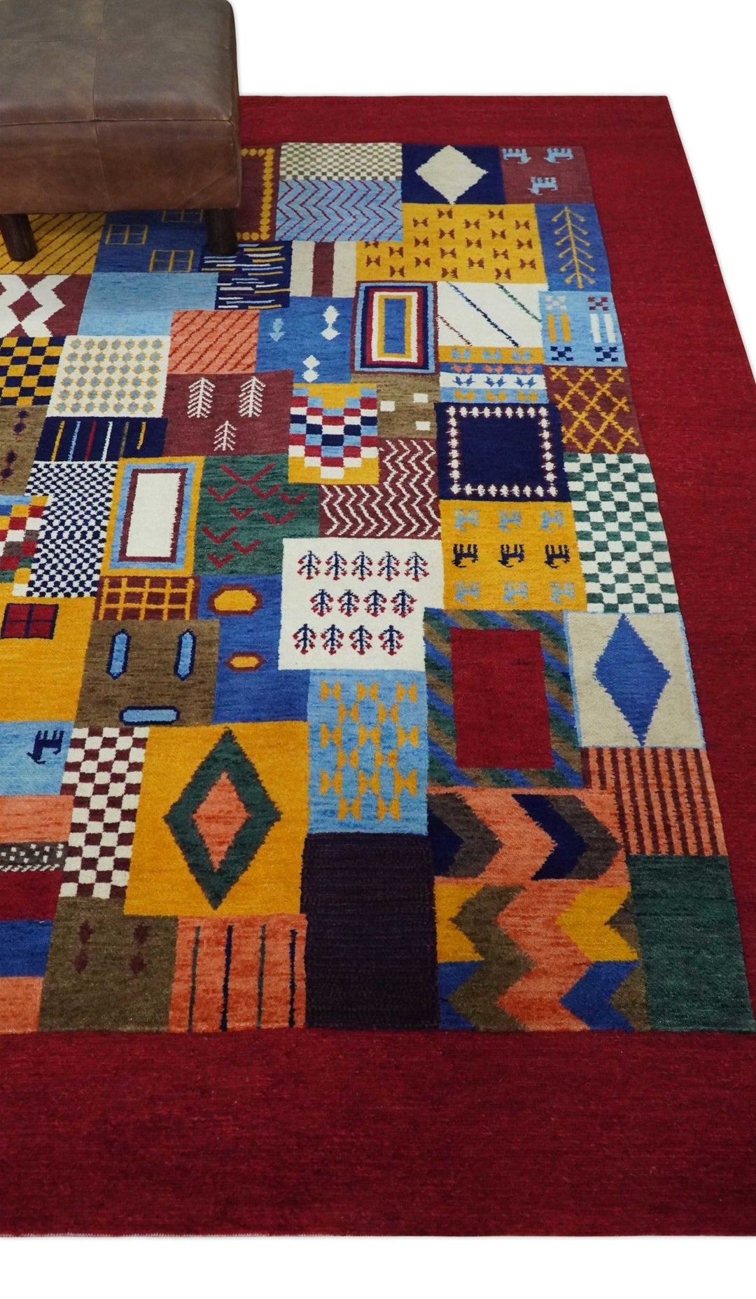 Multicolor Shapes Abstract Wool Hand Woven Southwestern Lori Gabbeh Rug| KNT36 - The Rug Decor