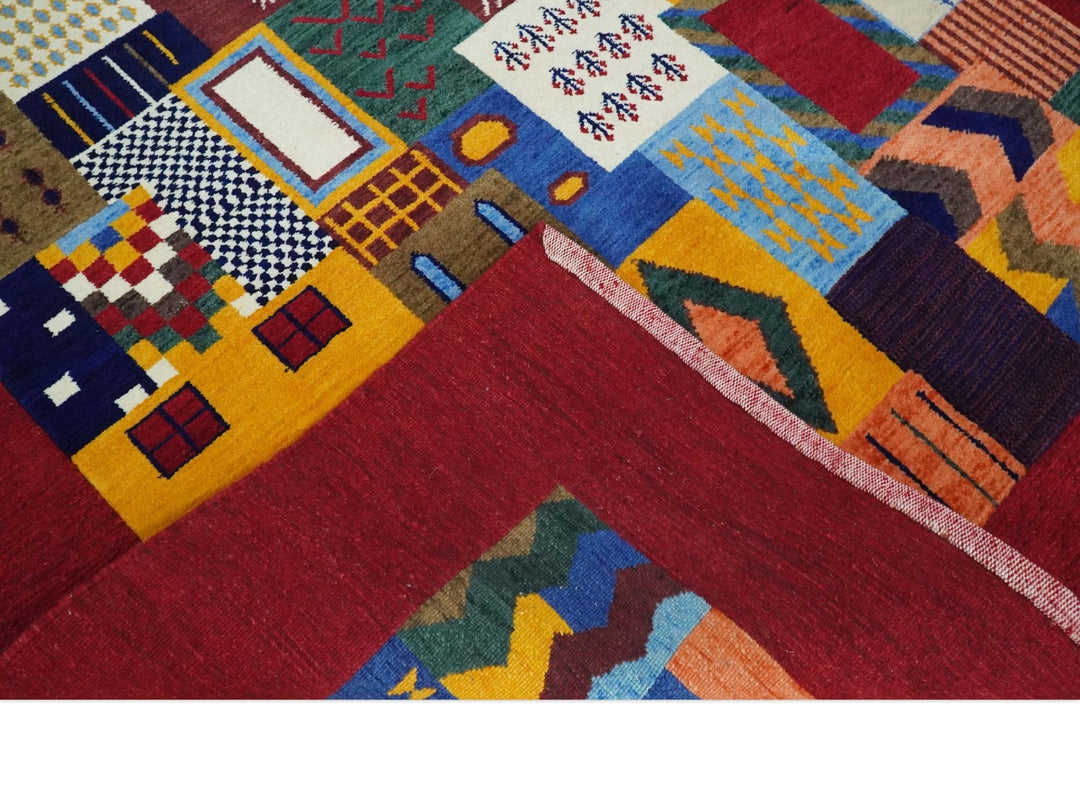Multicolor Shapes Abstract Wool Hand Woven Southwestern Lori Gabbeh Rug| KNT36 - The Rug Decor