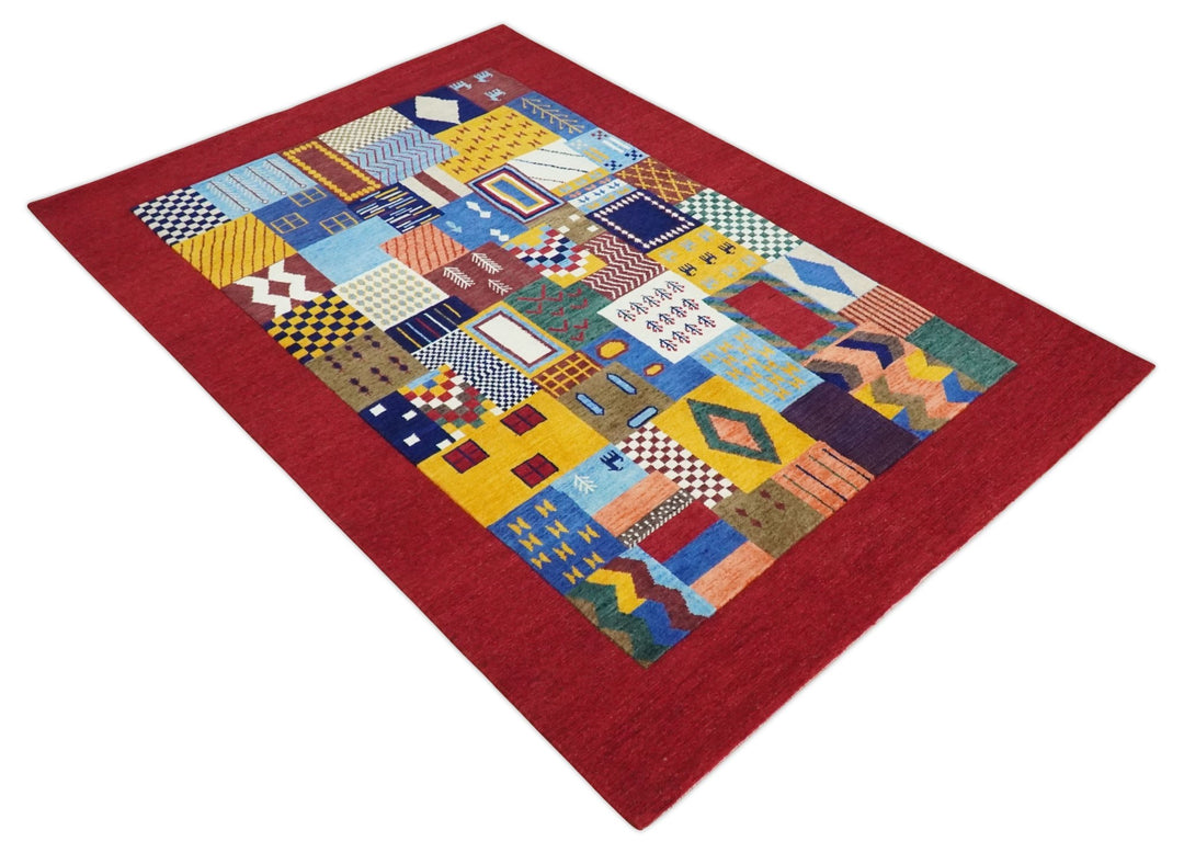 Multicolor Shapes Abstract Wool Hand Woven Southwestern Lori Gabbeh Rug| KNT36 - The Rug Decor