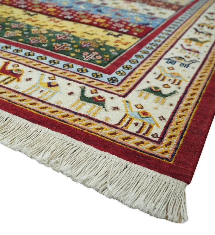 Multicolor Striped Wool Hand Woven Southwestern Lori Gabbeh Rug| KNT49 - The Rug Decor