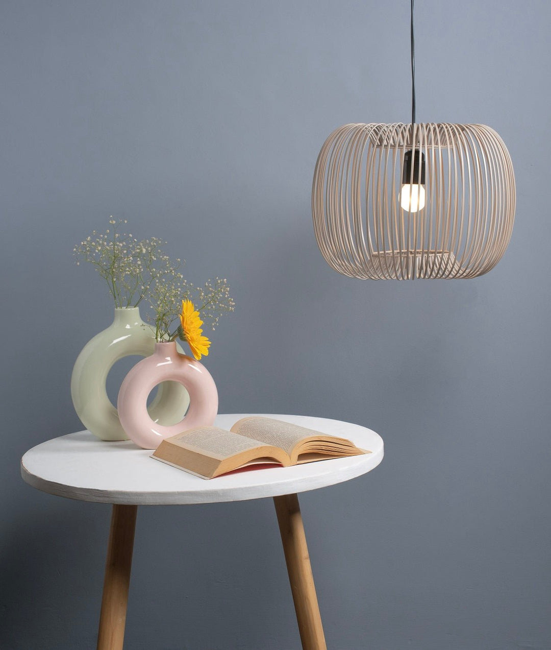 Natural Rattan Handcrafted Spiral Shaped Pendant Lamp - The Rug Decor