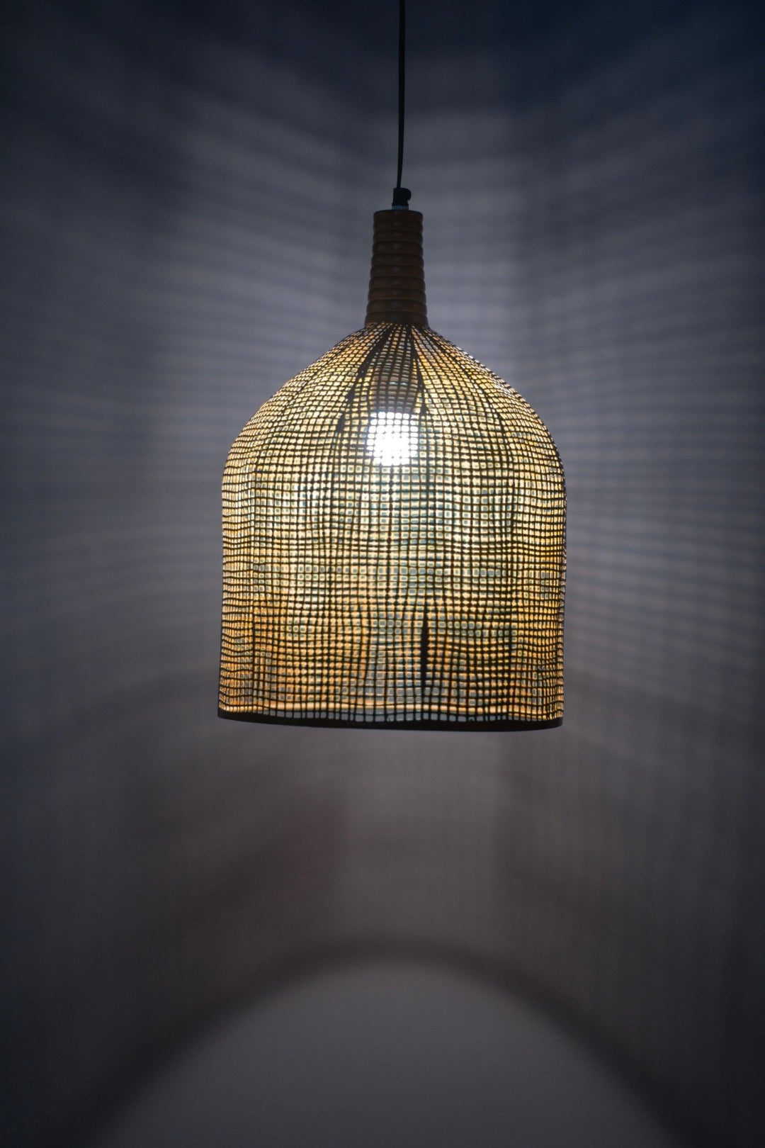 Natural Wicker Rattan Handcrafted Dome Shaped Pendant Lamp - The Rug Decor