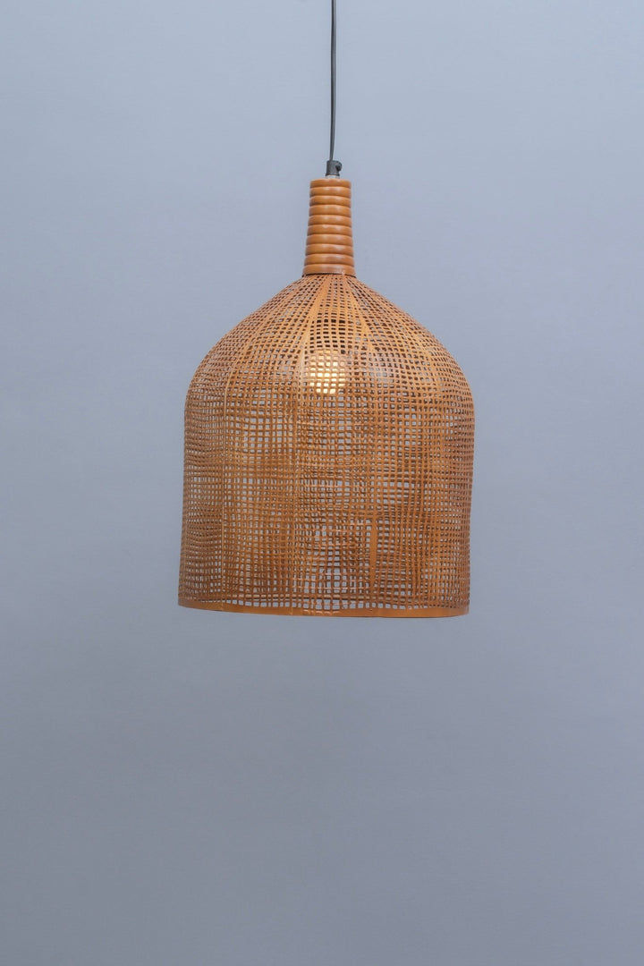 Natural Wicker Rattan Handcrafted Dome Shaped Pendant Lamp - The Rug Decor