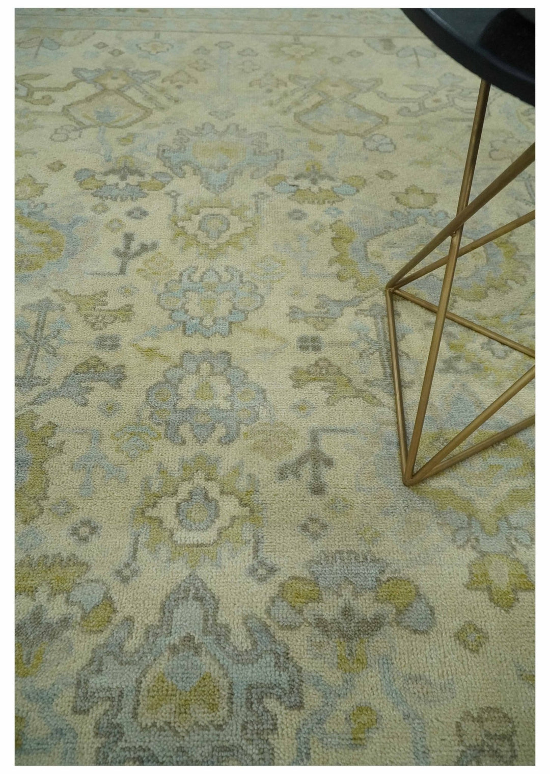 Neutral Beige and silver 8x10 Traditional Antique Finish Hand knotted Wool Area Rug - The Rug Decor