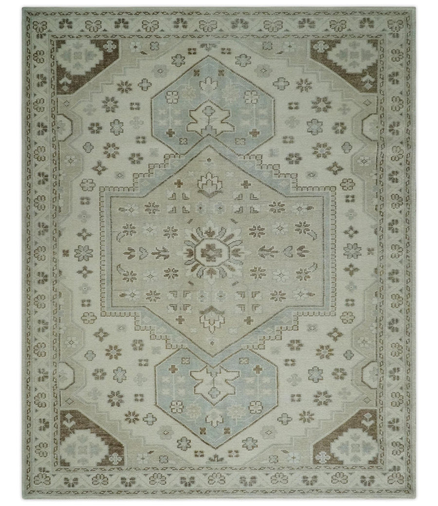 Neutral Ivory, Brown and Gray Hand knotted Traditional Multi Size wool Area Rug - The Rug Decor
