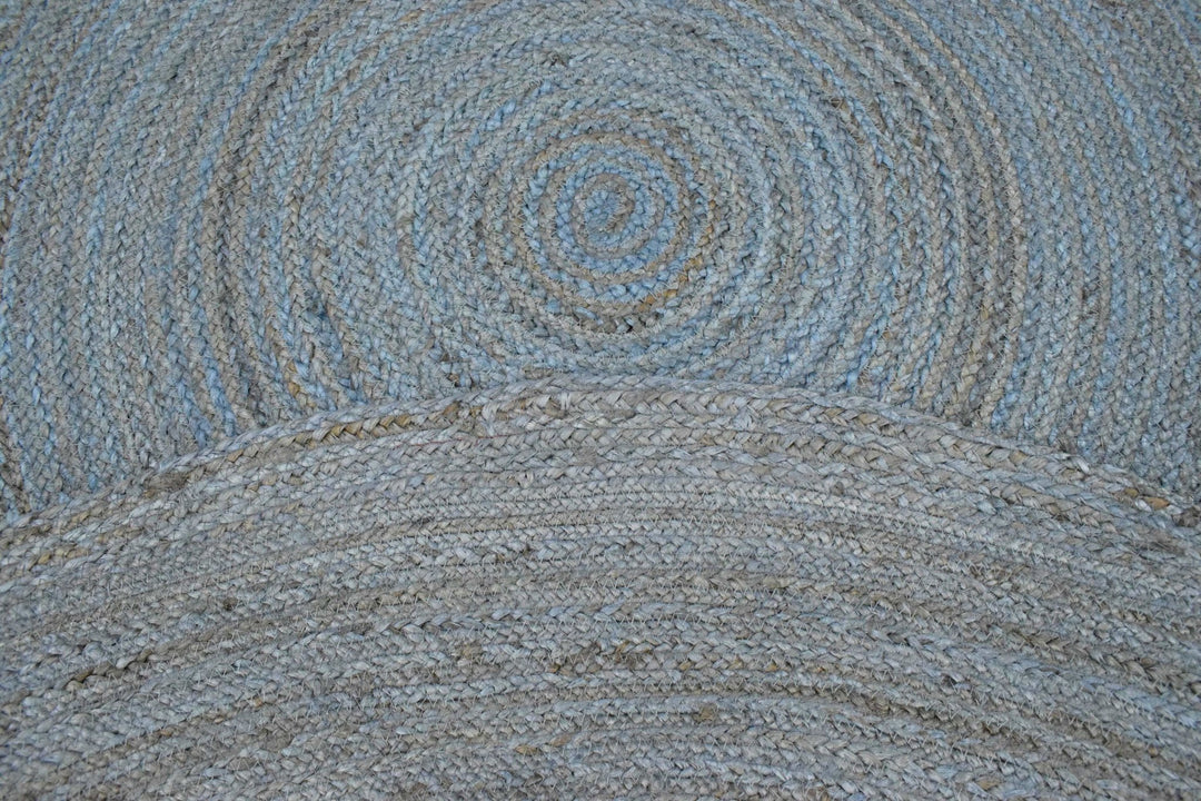 New 100% Natural Fiber 5 Feet Round Jute Rug, hand braided blue reversible rug | JR001 - The Rug Decor