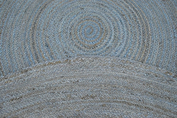 New 100% Natural Fiber 5 Feet Round Jute Rug, hand braided blue reversible rug | JR001 - The Rug Decor