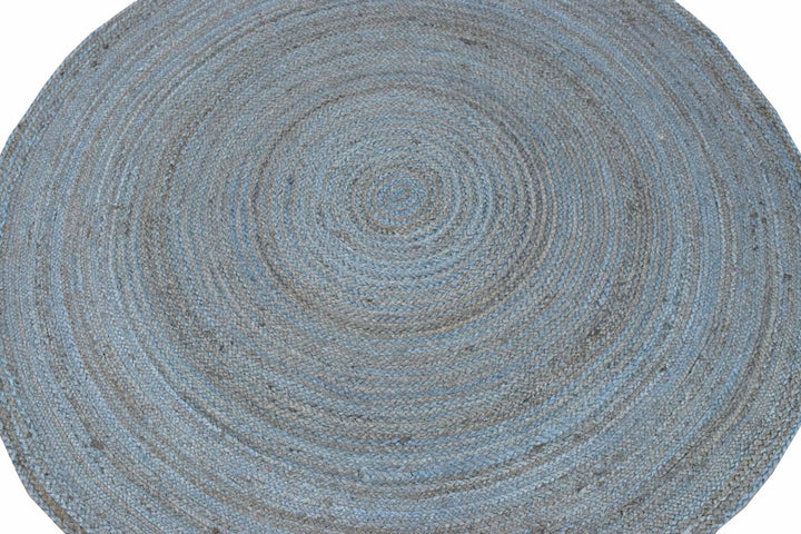 New 100% Natural Fiber 5 Feet Round Jute Rug, hand braided blue reversible rug | JR001 - The Rug Decor