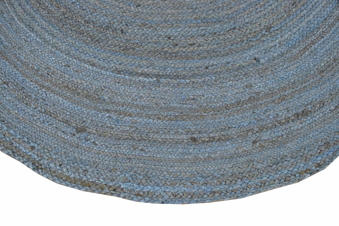 New 100% Natural Fiber 5 Feet Round Jute Rug, hand braided blue reversible rug | JR001 - The Rug Decor