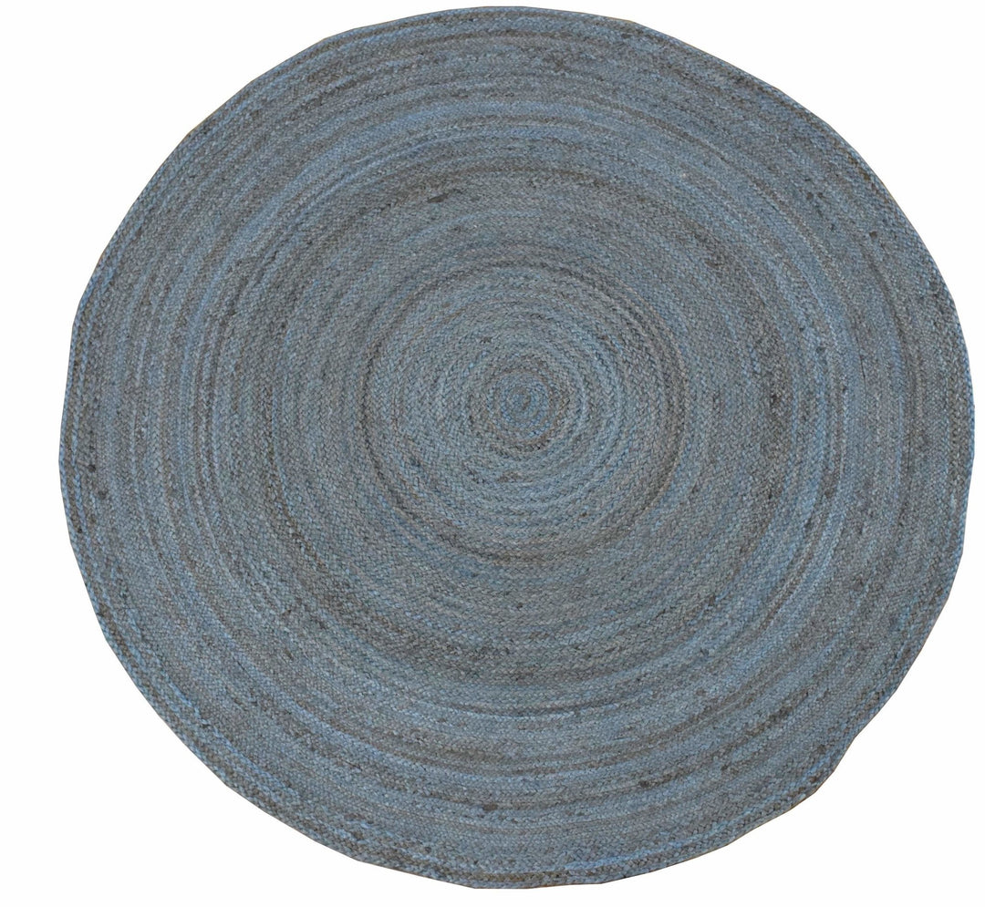 New 100% Natural Fiber 5 Feet Round Jute Rug, hand braided blue reversible rug | JR001 - The Rug Decor