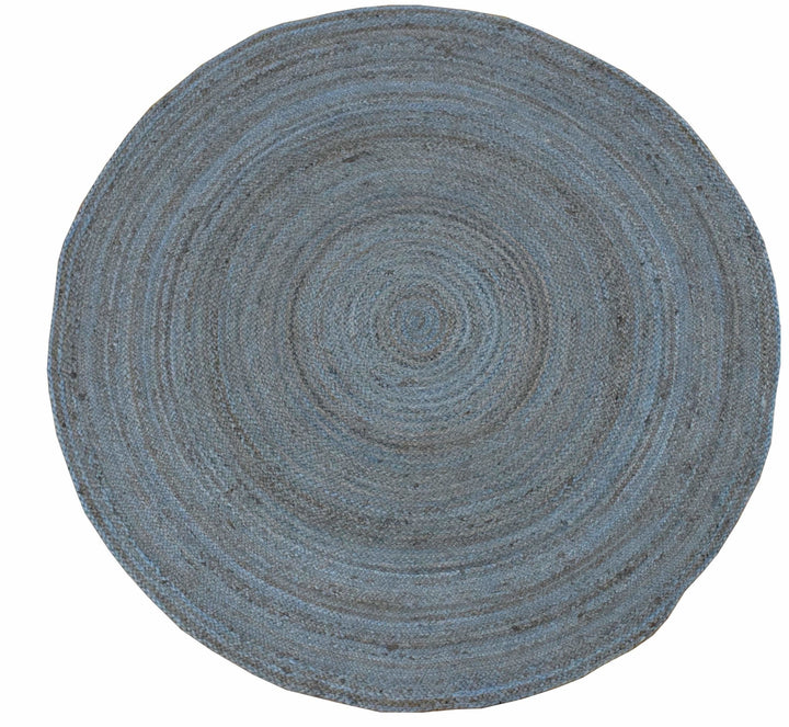 New 100% Natural Fiber 5 Feet Round Jute Rug, hand braided blue reversible rug | JR001 - The Rug Decor