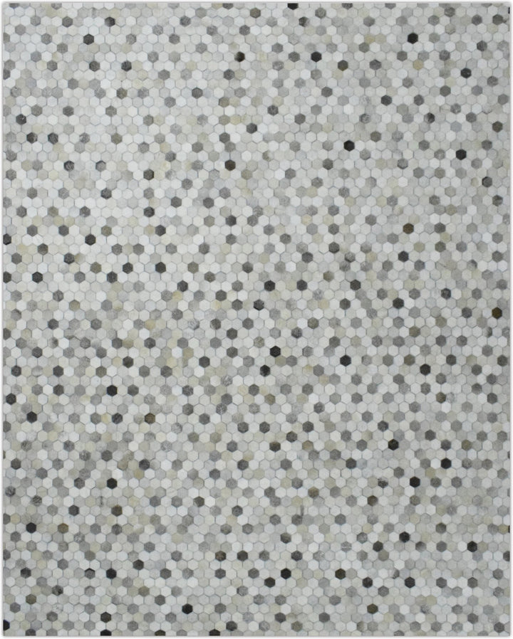 New Hair on Leather Handmade Ivory and Silver Area Rug, Hand Stitched Genuine Cowhide leather rug | LR1 - The Rug Decor