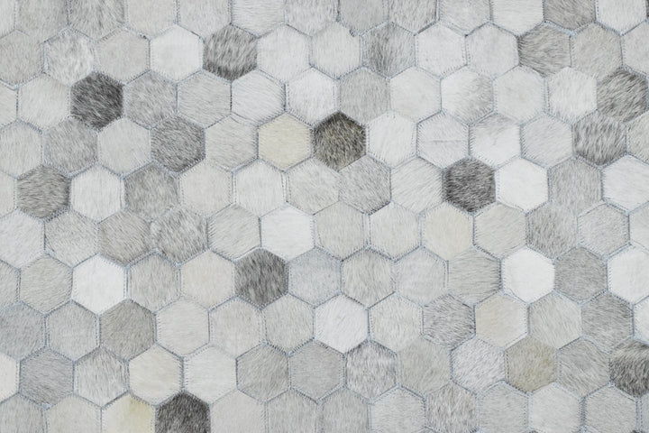 New Hair on Leather Handmade Silver Area Rug, 5x8 Hand Stitched Genuine Cowhide leather rug | LR1B - The Rug Decor