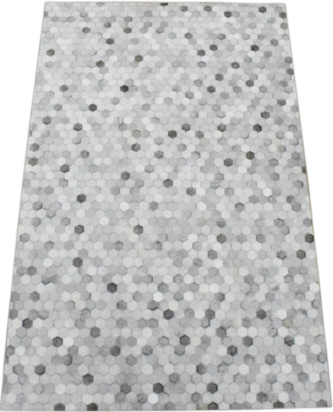 New Hair on Leather Handmade Silver Area Rug, 5x8 Hand Stitched Genuine Cowhide leather rug | LR1B - The Rug Decor