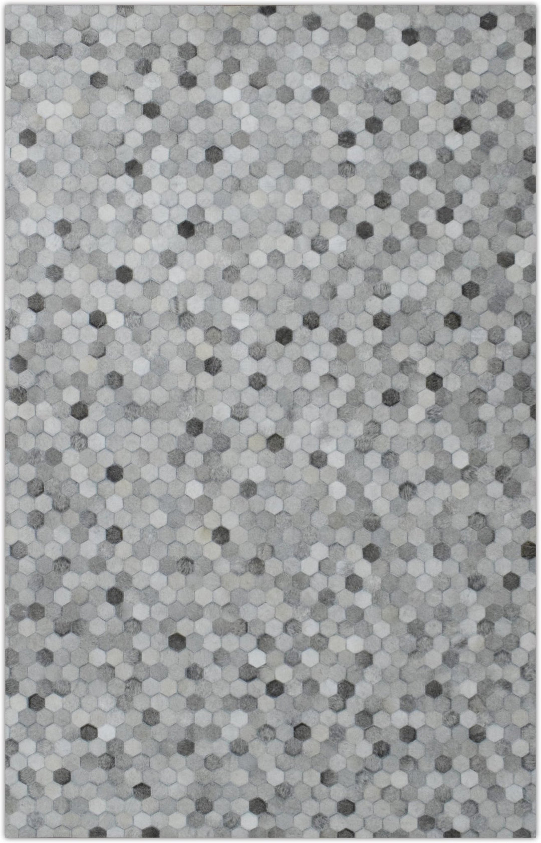 New Hair on Leather Handmade Silver Area Rug, 5x8 Hand Stitched Genuine Cowhide leather rug | LR1B - The Rug Decor