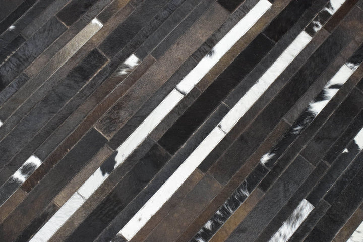 New Hairon 5x8 Leather Handmade Brown and Ivory Area Rug, Hand Stitched Genuine Luxury Leather Rug | LR3 - The Rug Decor