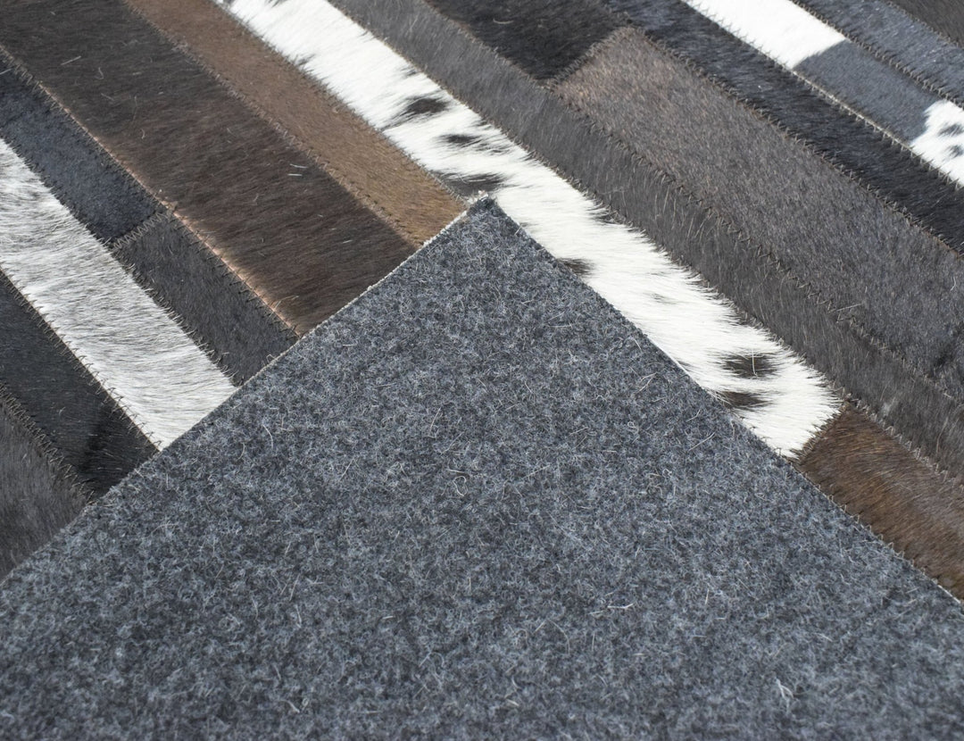 New Hairon 5x8 Leather Handmade Brown and Ivory Area Rug, Hand Stitched Genuine Luxury Leather Rug | LR3 - The Rug Decor