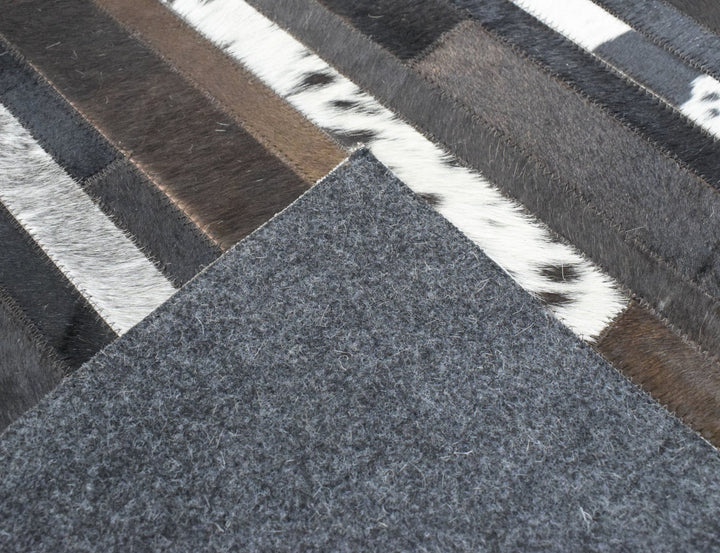 New Hairon 5x8 Leather Handmade Brown and Ivory Area Rug, Hand Stitched Genuine Luxury Leather Rug | LR3 - The Rug Decor