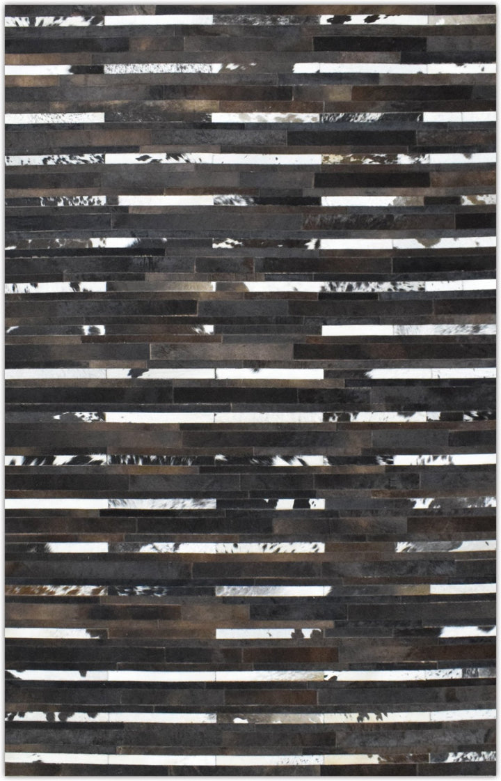 New Hairon 5x8 Leather Handmade Brown and Ivory Area Rug, Hand Stitched Genuine Luxury Leather Rug | LR3 - The Rug Decor